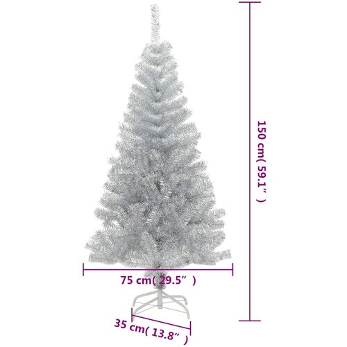  Umjetno božićno drvce sa stalkom srebrno 150 cm PET Slike