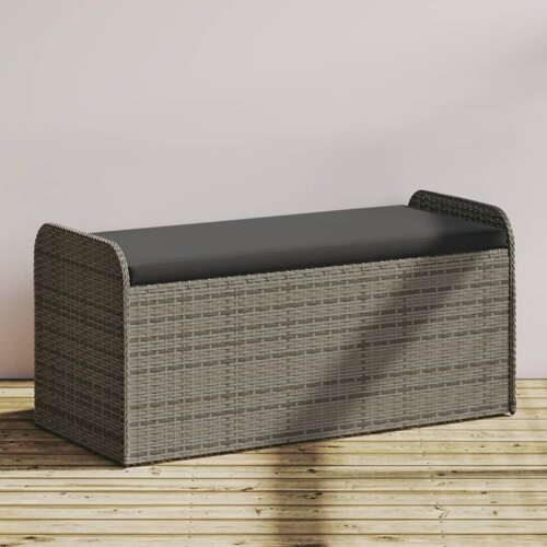 VidaXL Klop z blazino siva 115x51x52 cm poli ratan Slike