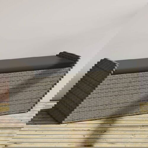 VidaXL Klupa za pohranu s jastukom siva 115 x 51 x 52 cm od poliratana Slike