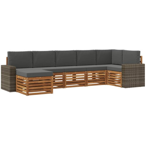 vidaXL Kotna sedežna garnitura z blazino 7 pcs Naravna in antracitna, (5000283782) Cene