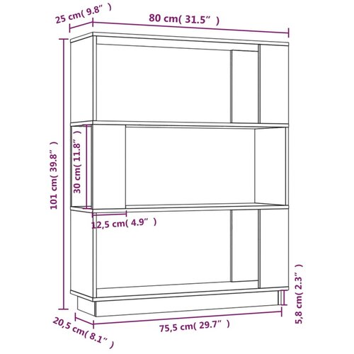  za knjige / sobna pregrada 80 x 25 x 101 cm od borovine Slike