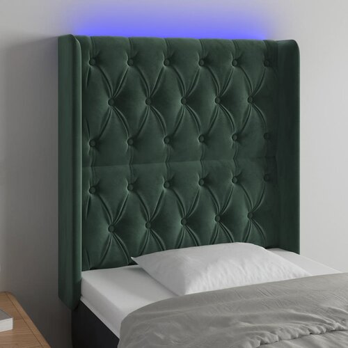  the living store led posteljno vzglavje temno zeleno 83x16x118/128 cm žamet - led vzglavje, (21487925) Slike