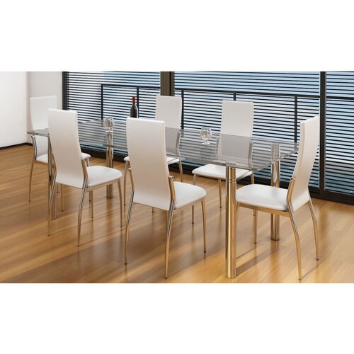 Maison Chic Jedilni stoli - Vzorci stoli 6 kosov belo umetno usnje A10, (22032026) Slike