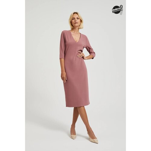 Moodo Women&amp;#039;s dress with neckline - powder pink Slike