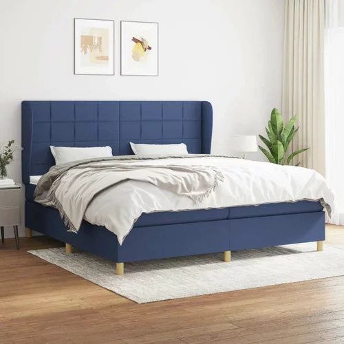  Box spring postelja z vzmetnico modra 200x200 cm blago, (20761206)