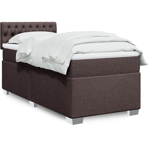 VidaXL Box spring postelja z vzmetnico temno rjava 80x200 cm blago Slike