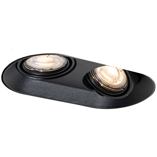 QAZQA Okrogel vgradni reflektor črn GU10 50 mm 2-lučni - Hubs Slike