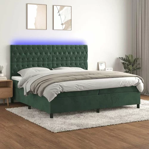  Box spring postelja z vzmetnico LED tem. zelena 200x200cm žamet, (20761244)