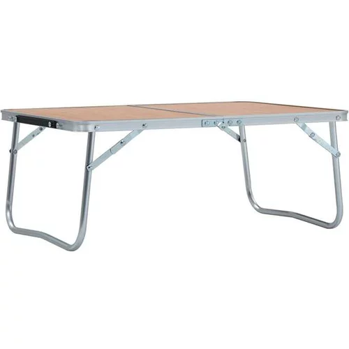  Zložljiva miza za kampiranje rjava iz aluminija 60x40 cm