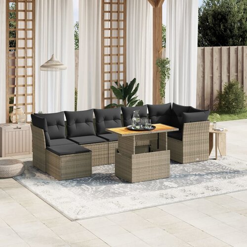 vidaXL 8-dijelni set vrtnih sofa od poliratana s jastucima sivi Cijene