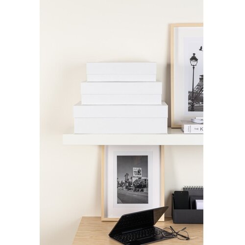 Bigso Bele kartonaste dekorativne &amp;scaron;katle za shranjevanje v kompletu 3 ks s pokrovom 42,5x29,5x13 cm Kian Paper Laminate &amp;ndash; Slike