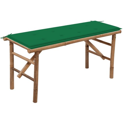 The Living Store Zložljiva vrtna klop z blazino 118 cm bambus - Vrtna Klop, (21464089) Slike