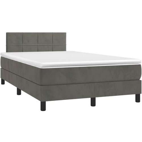 VidaXL Box spring postelja z vzmetnico LED temno siva 120x190 cm žamet Slike