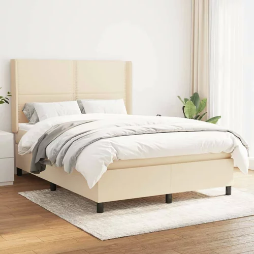  Krevet s oprugama i madracem krem 140x200 cm od tkanine