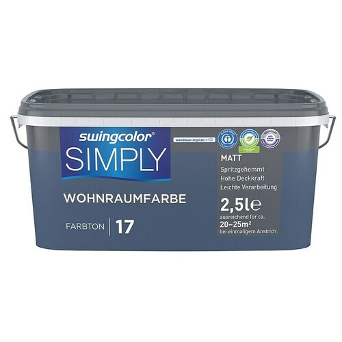 SWINGCOLOR Boja za zid Simply (Plava – br. 17, Mat, 2,5 l) Cijene