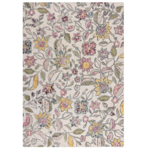 Flair Rugs Kremno bela ročno tkana volnena preproga 120x170 cm Tania Floral – Cene