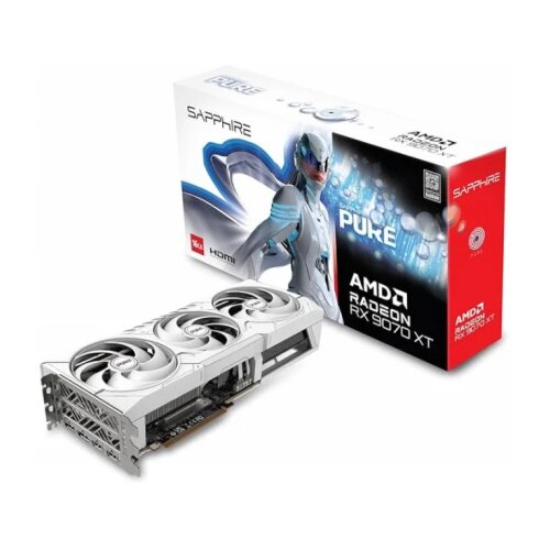 Sapphire SVGA Radeon RX 9070 XT PURE 16GB 2x HDMI/2x DP/11348-02-20G Slike