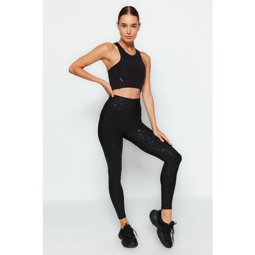 Trendyol Black Full Length Sport Leggings With Shiny Fabric Detail Slike