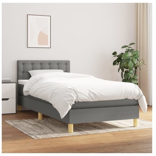  Box spring postelja z vzmetnico temno siva 80x200 cm blago Cene