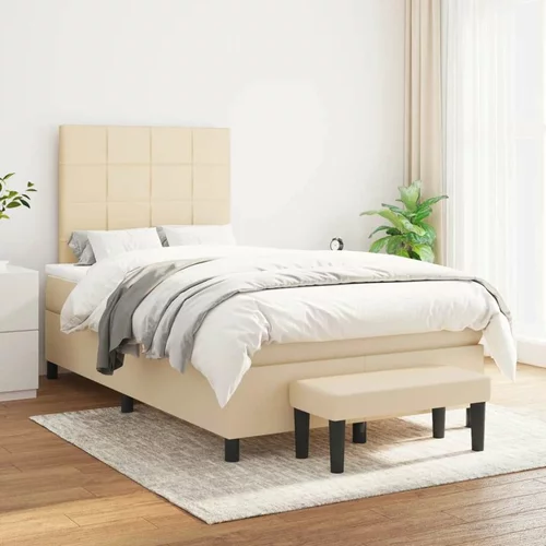  Box spring postelja z vzmetnico krem 120x200 cm blago, (20895499)