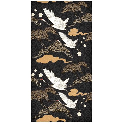  Tapeta - Oriental impressions - decorative pattern with a motif of flying cranes on a dark background 50x1000 Vodootporna Slike