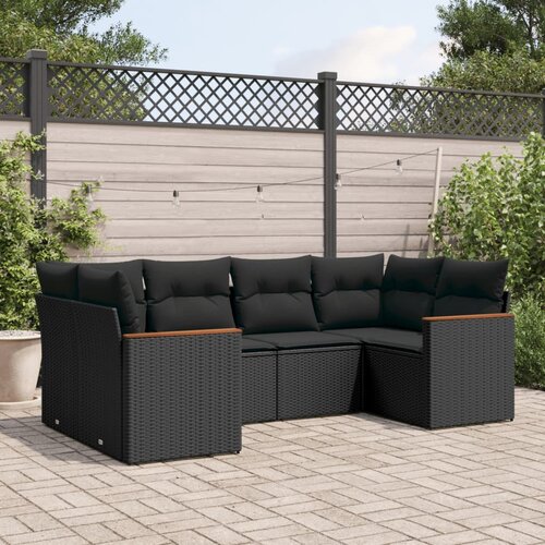 vidaXL 6-dijelni set vrtnih sofa s jastucima crni od poliratana Cijene
