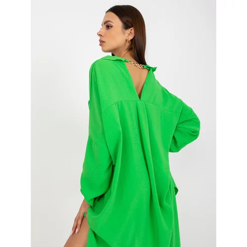 Fashion Hunters Light green asymmetric shirt dress from Elaria