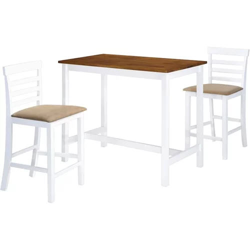  Barska miza in stoli 3-delni komplet trles rjava in bela