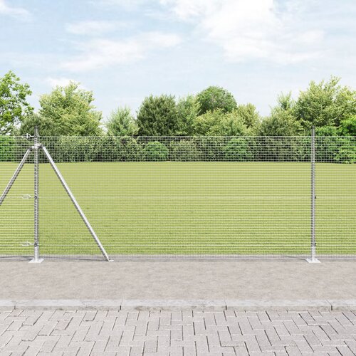 VidaXL varjena žičnata ograja s 13 flanged posti 1x50 m pocinkano jeklo Slike
