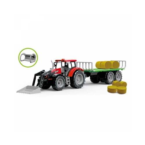 traktor sa namenskom kašikom i prikolicom za bale sena Slike