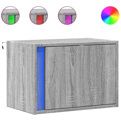 Maison Chic Stenska Nočna omarica - Nočna miza z LED lučkami siva sonoma, (21689578) Cene