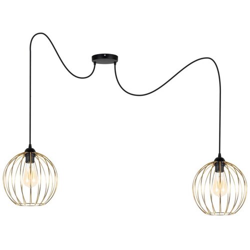  Luster na sajli MATT 2xE27/60W/230V pauk crna/zlatna Cene