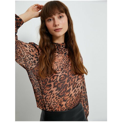 Koton Chiffon blouse Leopard Patterned Draped Collar Balloon Sleeve Cene