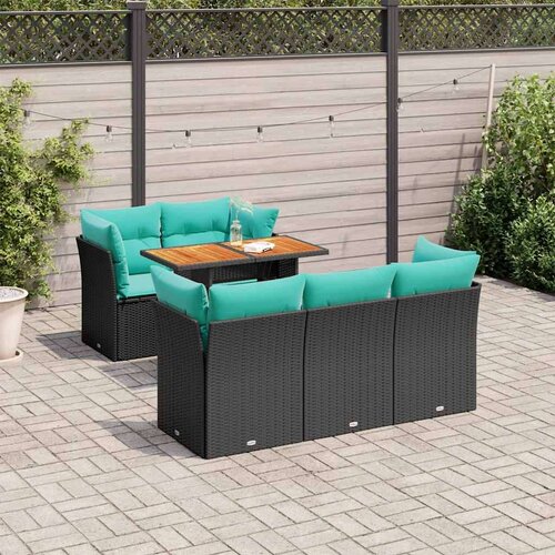 vidaXL Vrtna garnitura - 6-dijelni set vrtnih sofa s jastucima crni od poliratana - Crna 1 Cene