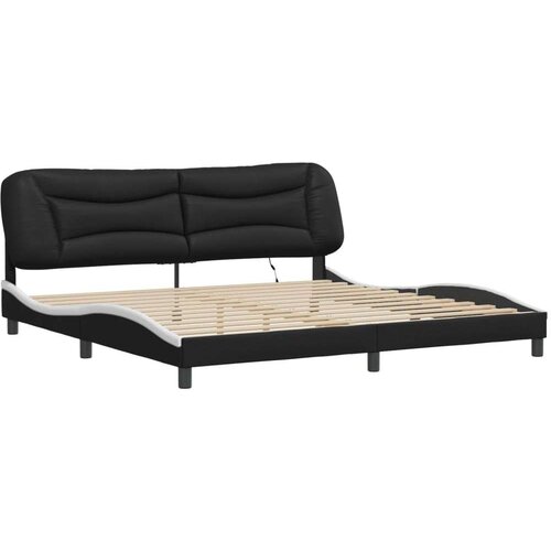  Okvir kreveta LED crno-bijeli 200 x 200 cm umjetna koža Slike