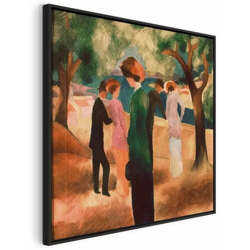  Slika - August Macke – Lady in Green Jacket 40x40 U crnom drvenom okviru Cene