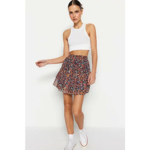 Trendyol Multi Color Mini Lined Flounce Chiffon Woven Skirt