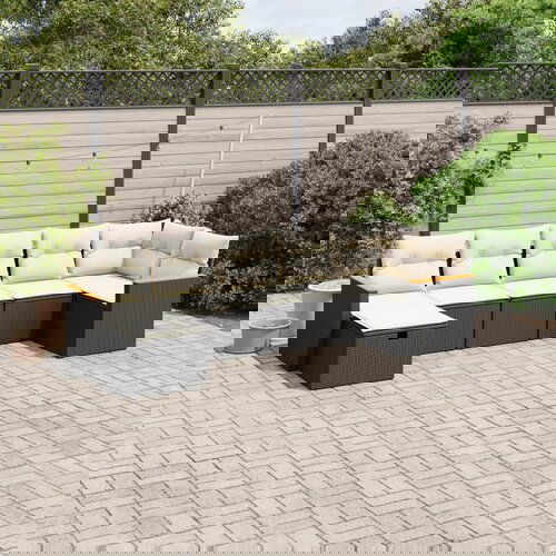 vidaXL 7-dijelni set vrtnih sofa od poliratana s jastucima crni Cijene