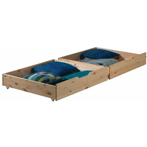 Vipack Set od 2 drvene kutije za pohranu ispod kreveta Pino