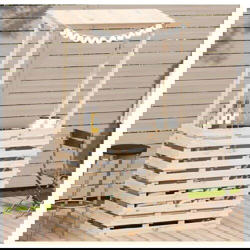 VidaXL Zunanja barska miza s streho 112,5x57x195,5 cm trden les Slike