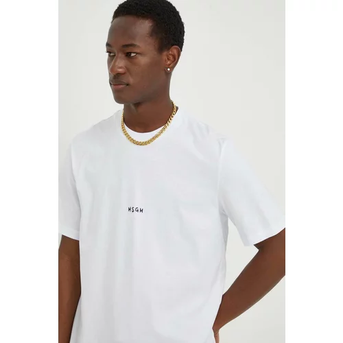 Msgm Pamučna majica za muškarce, boja: bijela, s tiskom