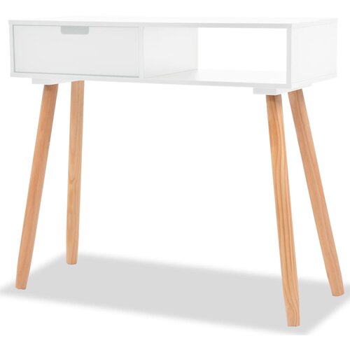 VidaXL Konzolna mizica iz masivne borovine 80x30x72 cm bela Slike
