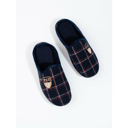 SHELOVET Men's navy blue plaid slippers Cene