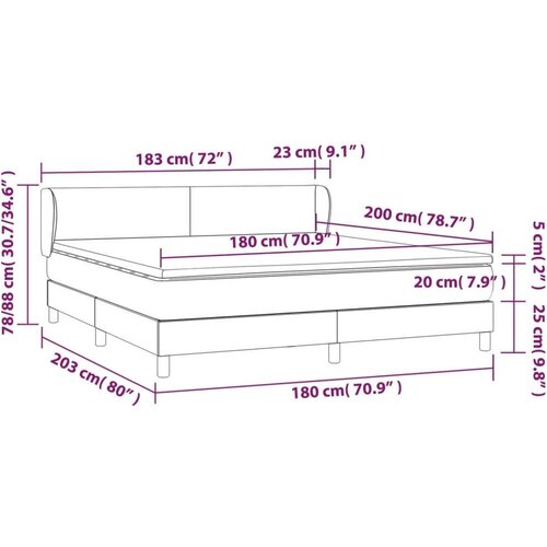  Krevet s oprugama i madracem krem 180x200 cm od tkanine Slike