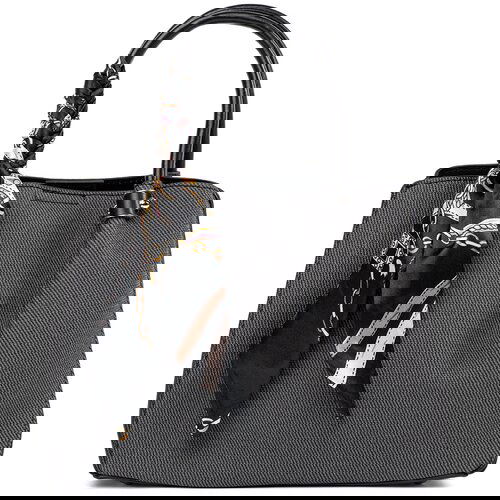 Shelvt Black medium handbag with a decorative scarf Cijene