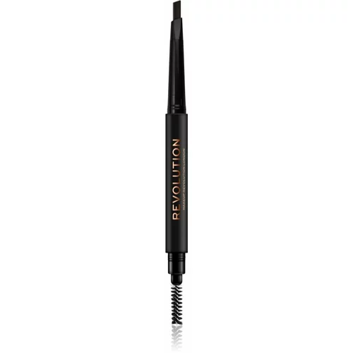 Makeup Revolution Duo Brow Definer natančni svinčnik za obrvi odtenek Dark Brown 0,25 g