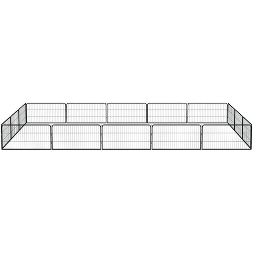  Ograda za pse s 16 panela crna 100 x 50 cm čelik obložen prahom Slike