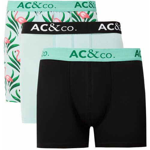 AC&Co / Altınyıldız Classics 3-Pack Men's Black-Green Cotton Stretchy Patterned Boxer Cene