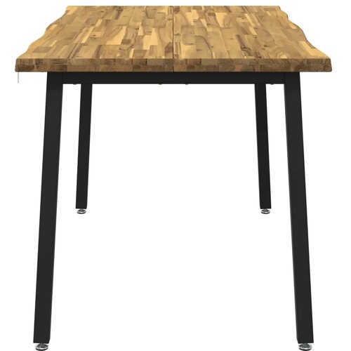  140 x 80 x 75 cm Čvrsto drvo akacije Bijela i crna Pravokutni - Bijela i crna 140 x 80 x 75 cm Živi rub Slike