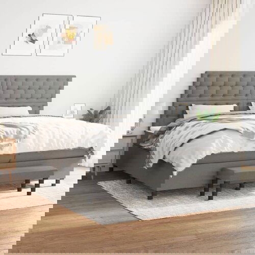 The Living Store Box spring postelja z vzmetnico temno siva 200x200 cm blago - Box Spring Postelja, (21516449) Slike